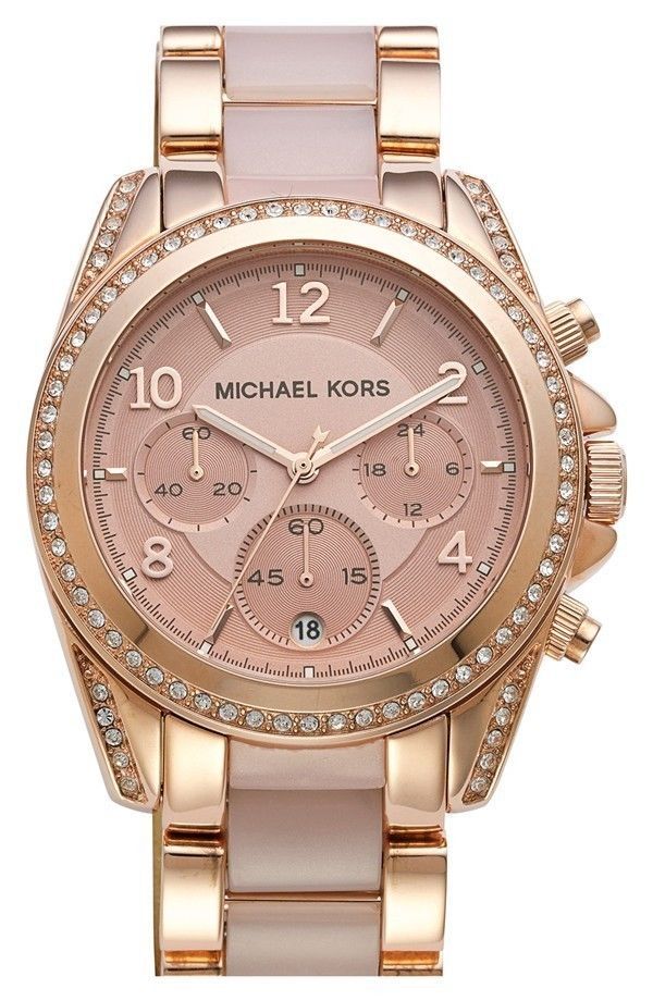 New Michael Kors Blair Rose Golden Glitz Chronograph Women S Watch